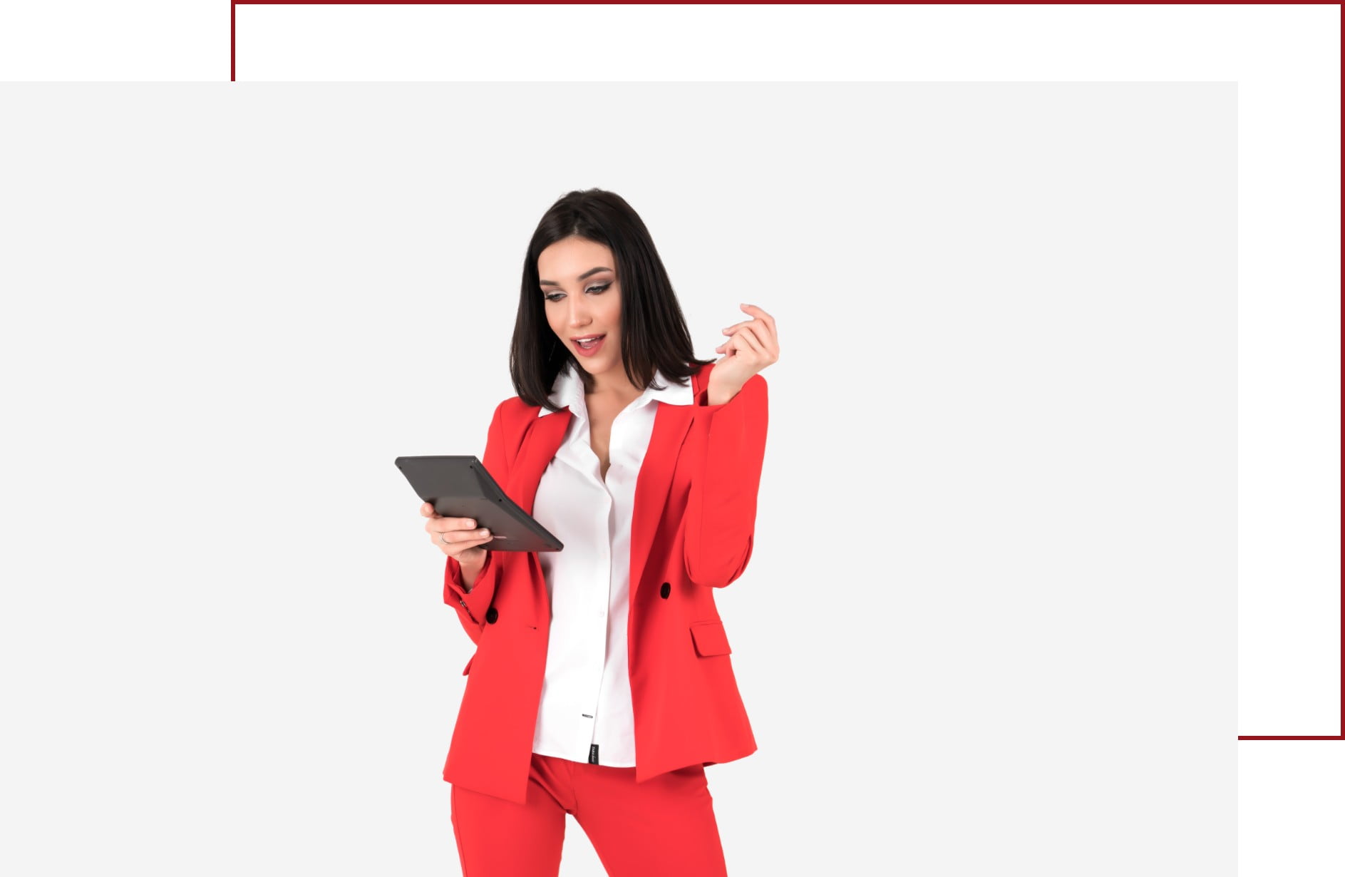 Accountant woman in red